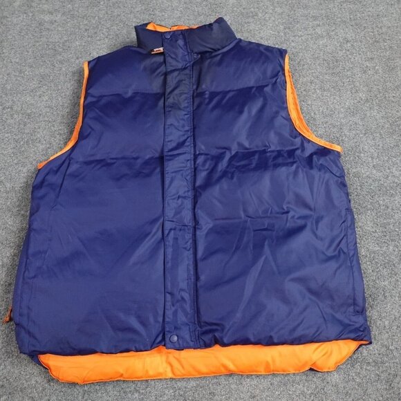 LL Bean Mens Puffer Vest L Blue Orange Reversible Down Filled - Picture 1 of 7